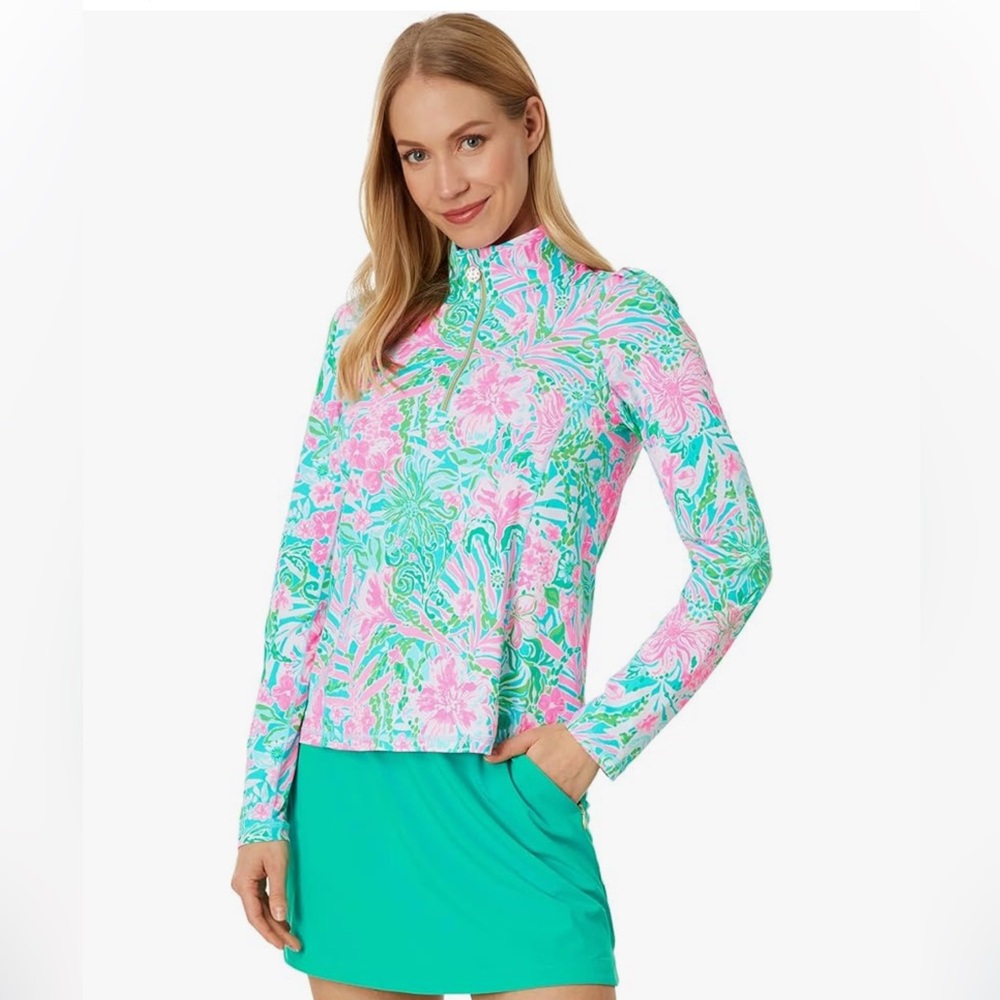 New Lilly Pulitzer Niccola Mesh Panel 1/2 Zip Top
